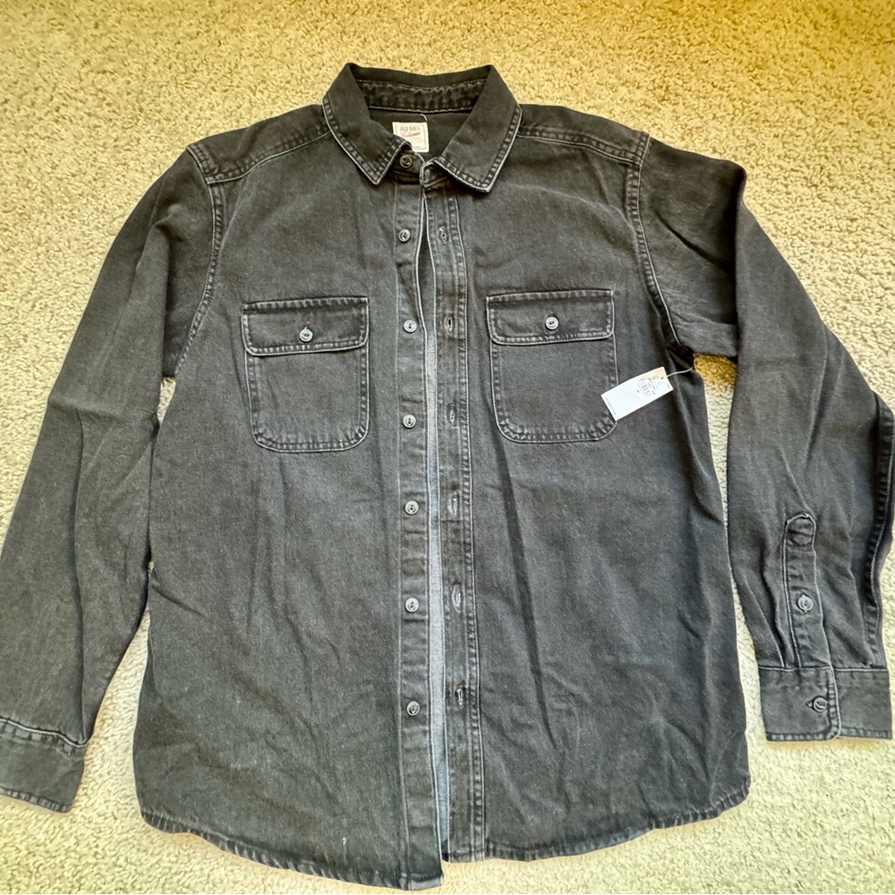 Old Navy Charcoal Denim Button-Up Shirt